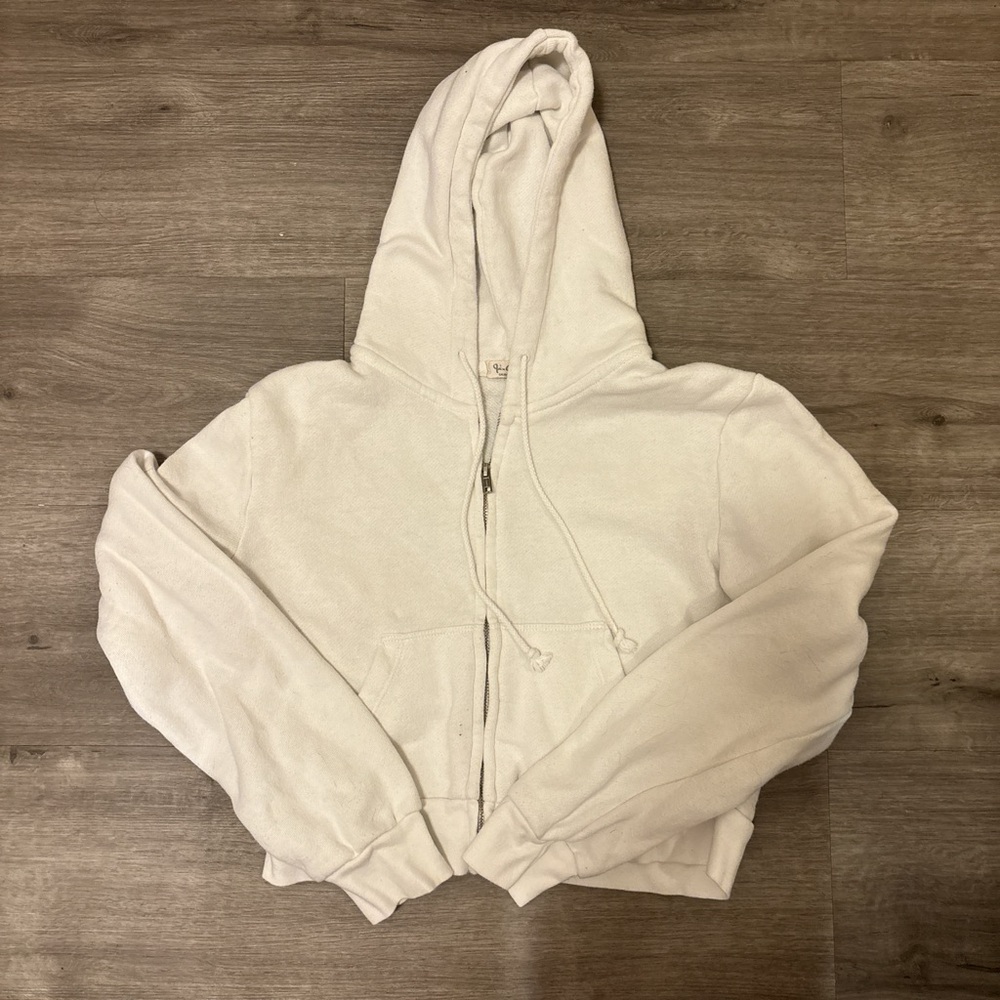 Brandy Melville Off-White Zip-Up Hoodie